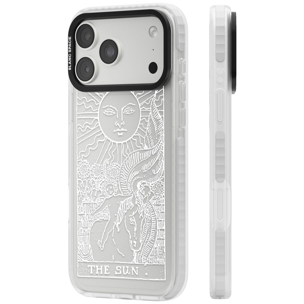 Personalised The Sun Tarot Card (White) iPhone 18 Pro Max Impact Clear Phone Case side