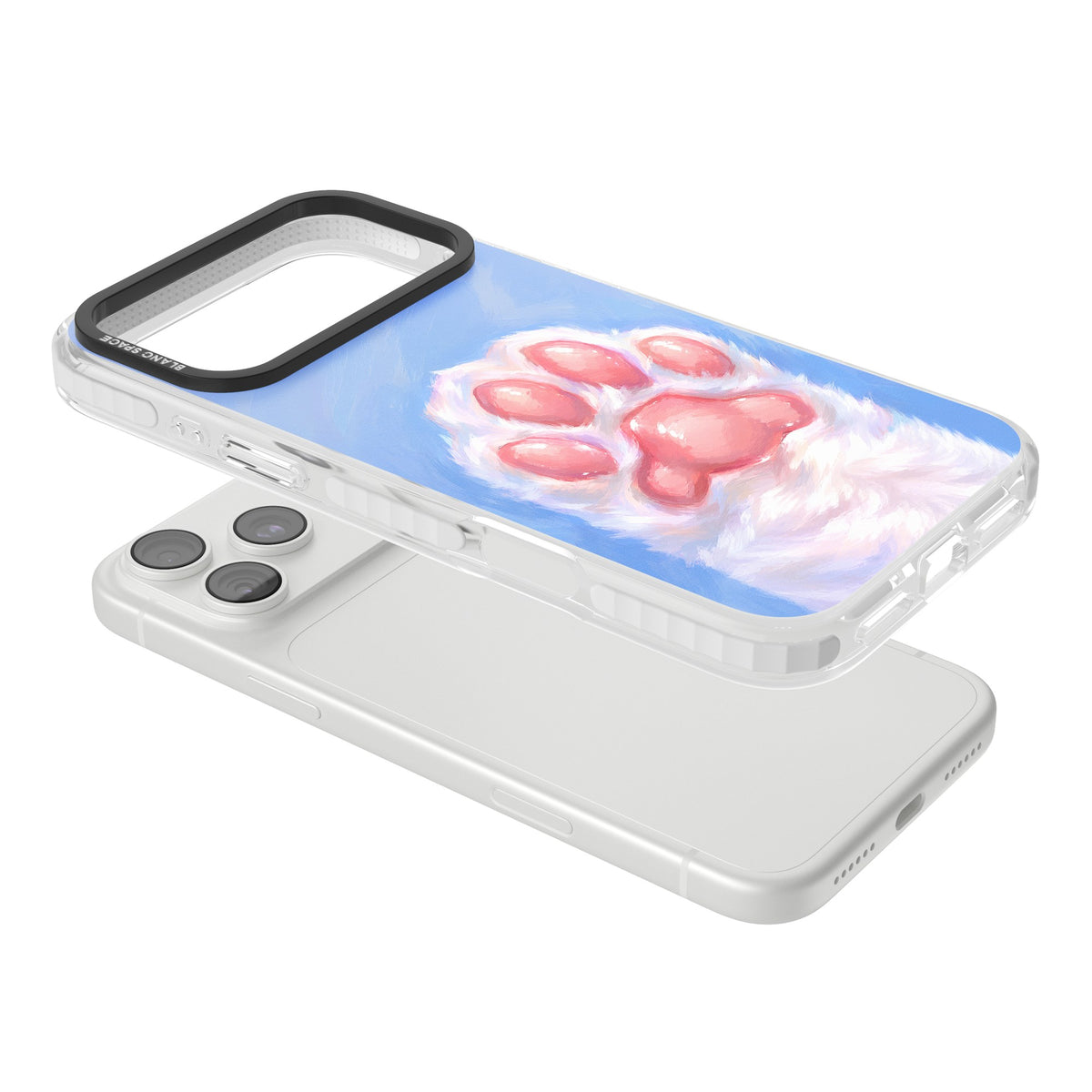 Soft White Paw iPhone 18 Pro Max Impact Clear Phone Case angled