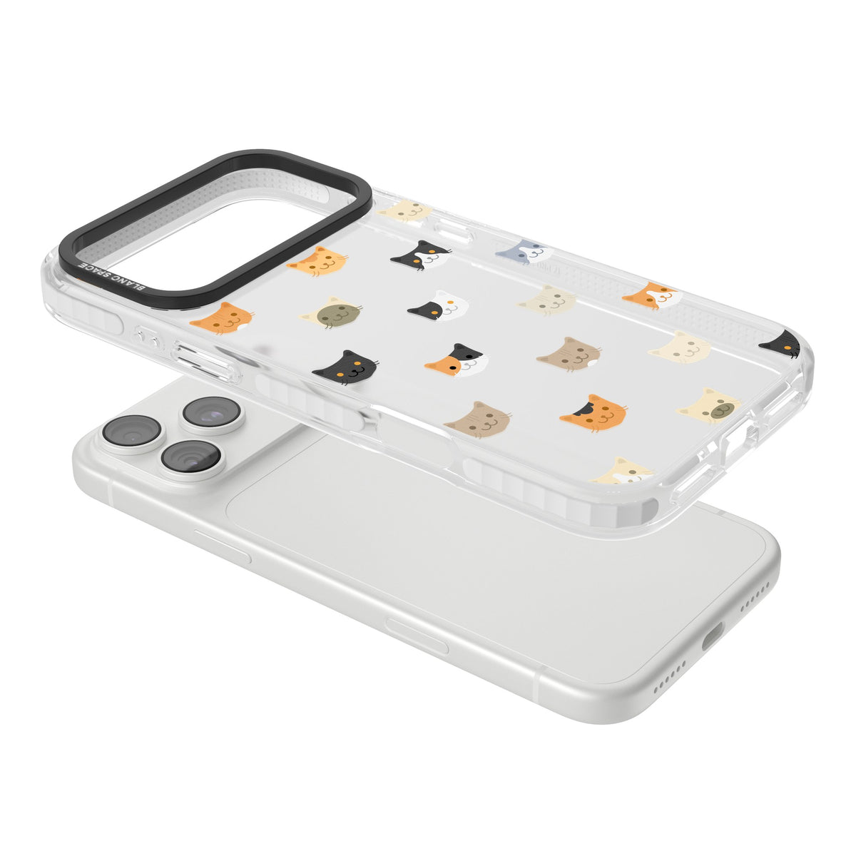Cute Cat Face Transparent iPhone 18 Pro Max Impact Clear Phone Case angled