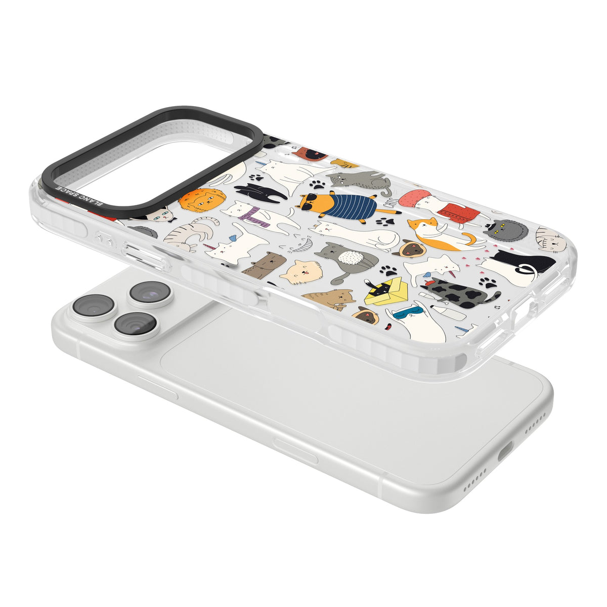 Cartoon Cats iPhone 18 Pro Max Impact Clear Phone Case angled