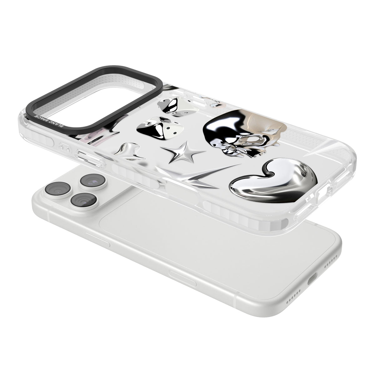 Chromed iPhone 18 Pro Max Impact Clear Phone Case angled
