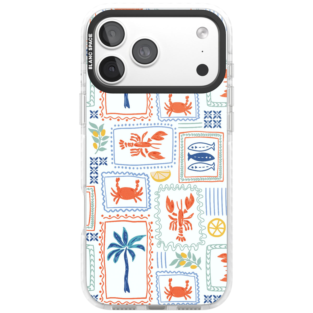 Seaside Stamps iPhone 18 Pro Max Impact Clear Phone Case front