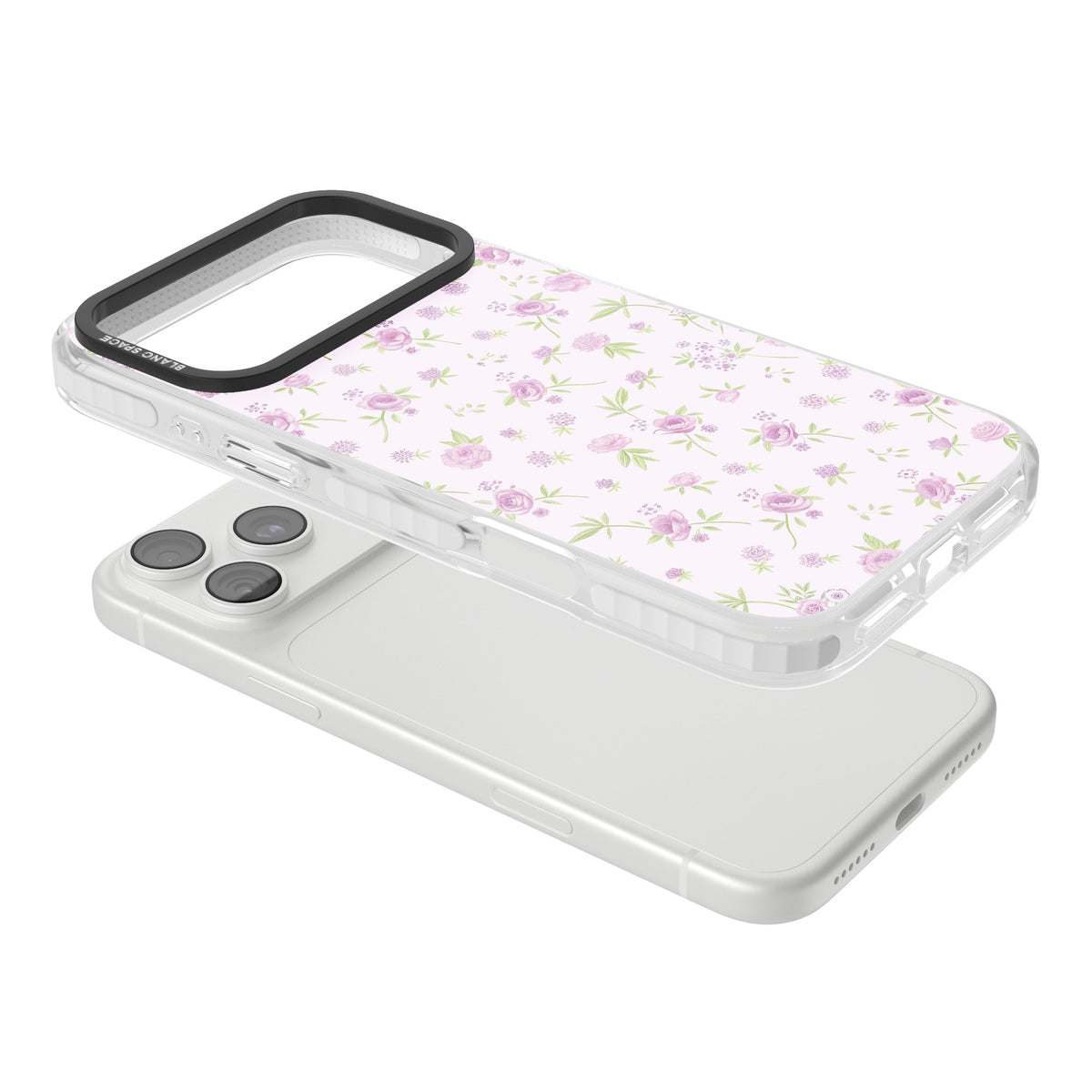 Pink Peonies iPhone 18 Pro Max Impact Clear Phone Case angled