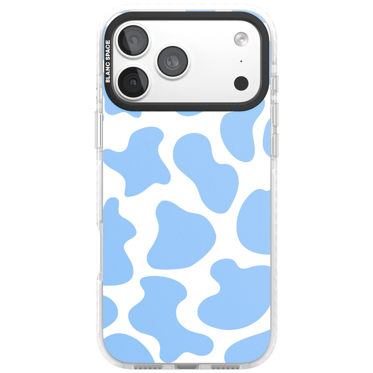 Blue And White Cow Print iPhone 18 Pro Max Impact Clear Phone Case front