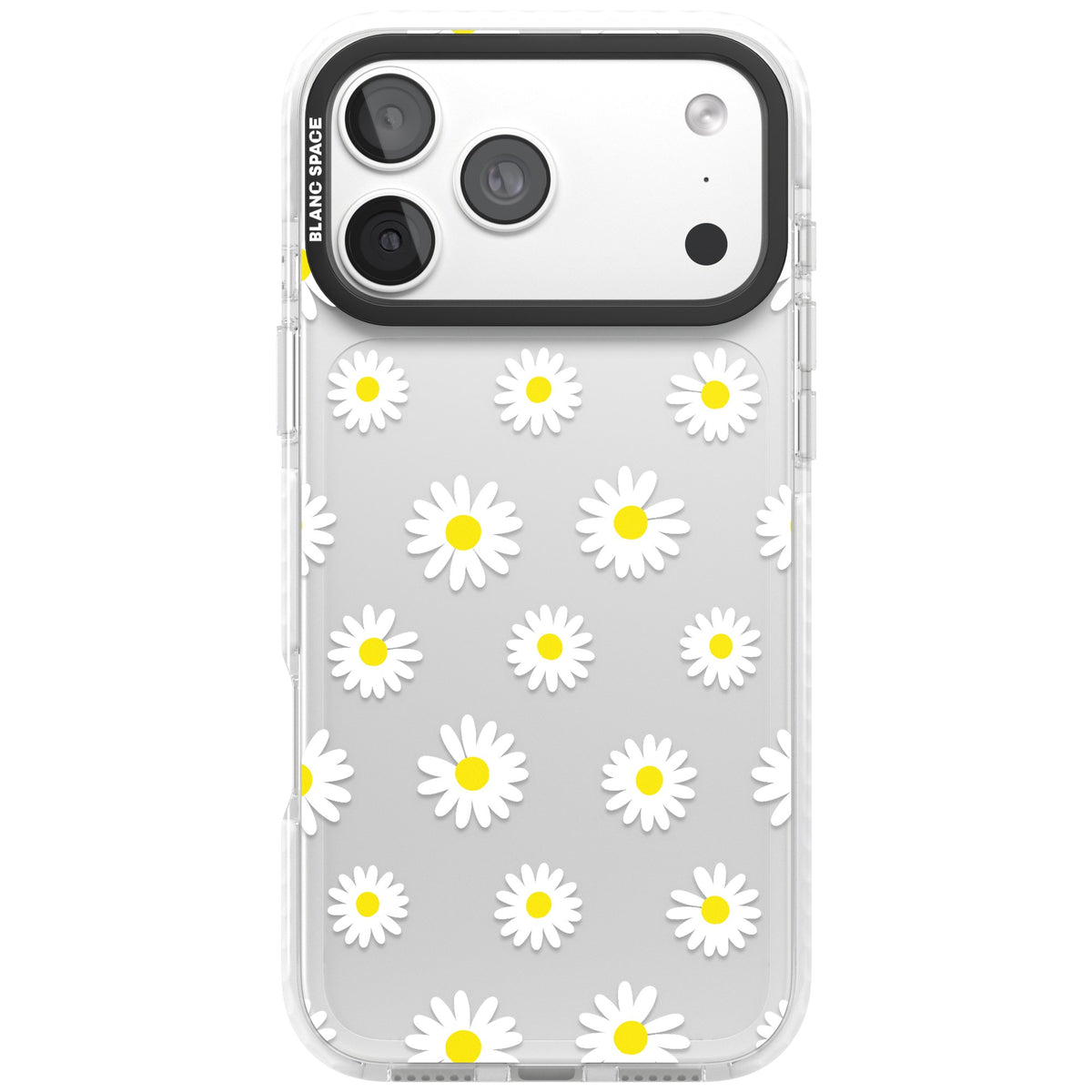 Personalised White Daisy Pattern iPhone 18 Pro Max Impact Clear Phone Case front