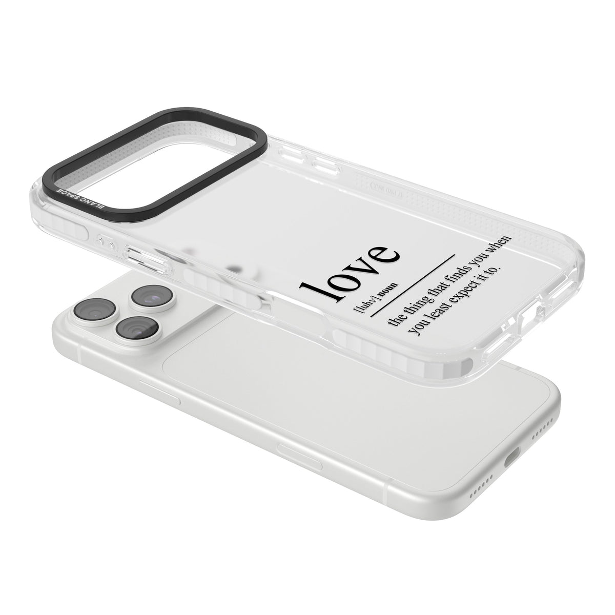 Love iPhone 18 Pro Max Impact Clear Phone Case angled