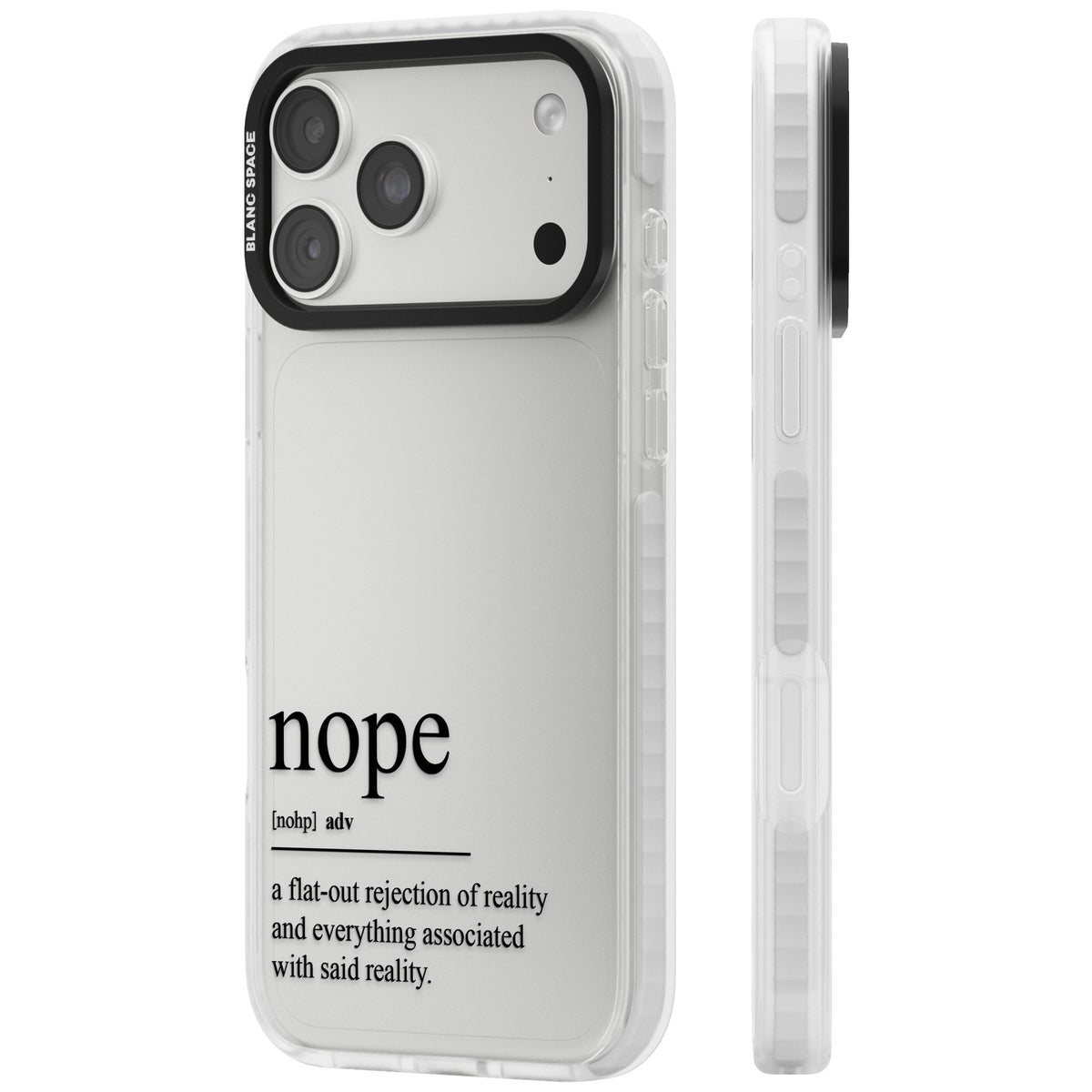 Nope iPhone 18 Pro Max Impact Clear Phone Case side