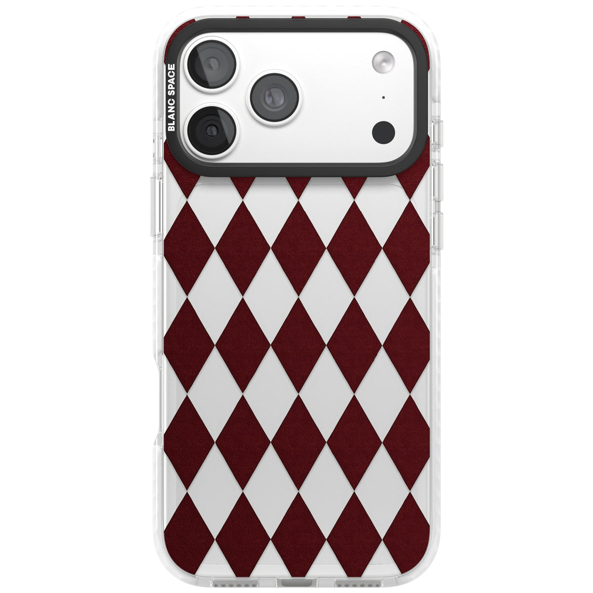 Burgundy Diamonds iPhone 18 Pro Max Impact Clear Phone Case front