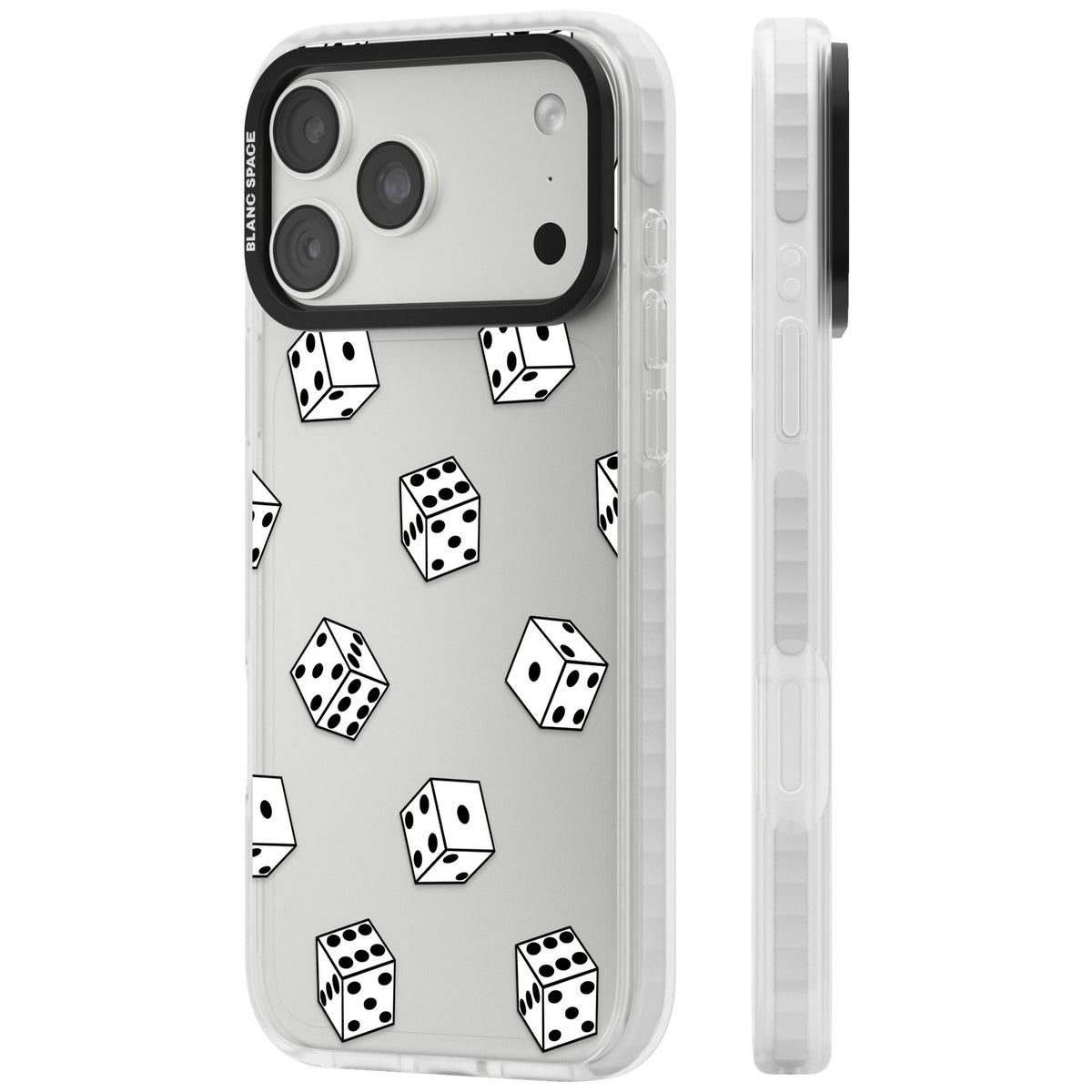 Clear Dice Pattern iPhone 18 Pro Max Impact Clear Phone Case side