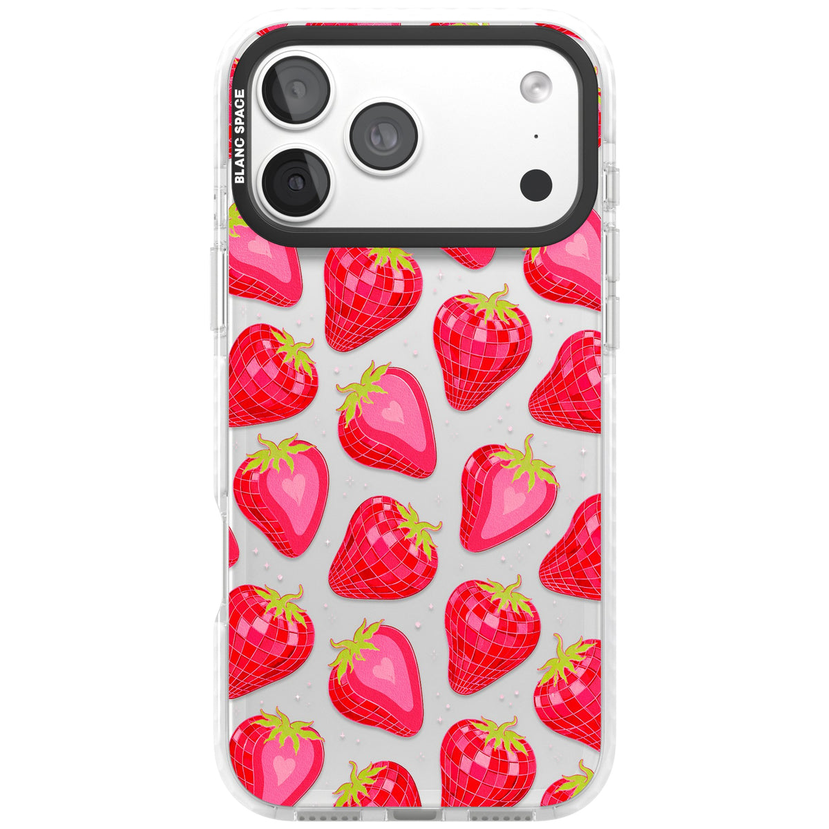 Disco Strawberry iPhone 18 Pro Max Impact Clear Phone Case front