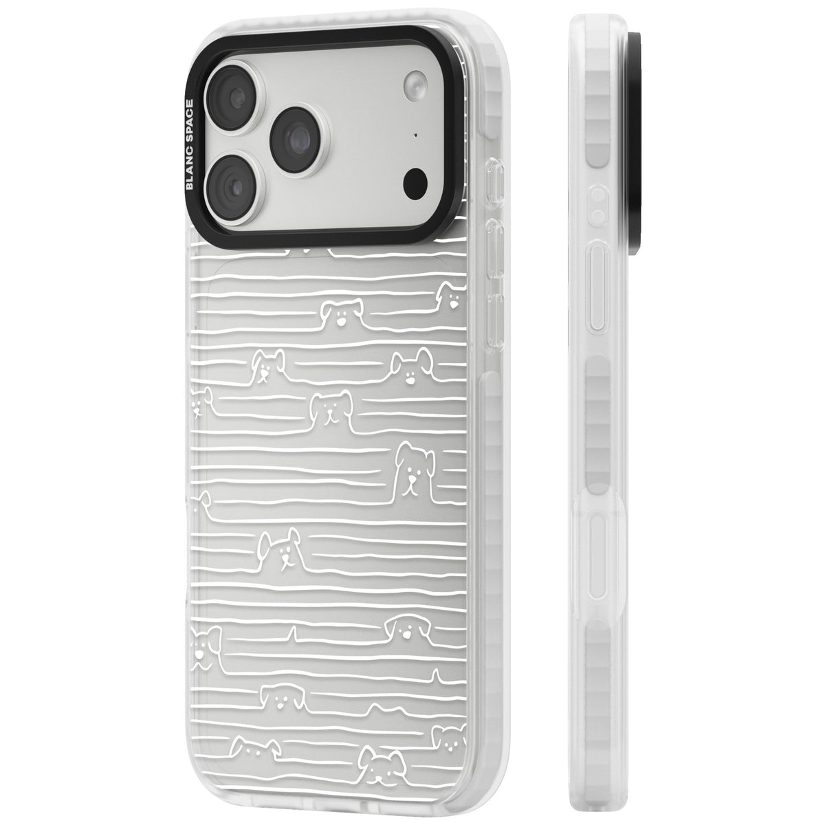 Dog Lines (White) iPhone 18 Pro Max Impact Clear Phone Case side