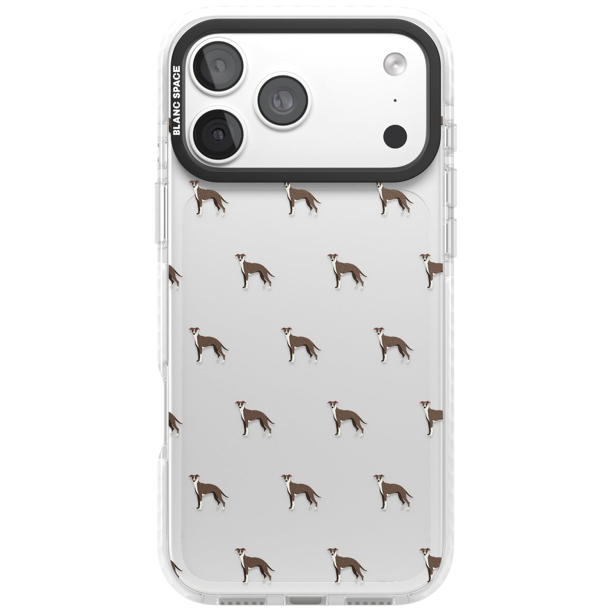 Whippet Dog Pattern Clear iPhone 18 Pro Max Impact Clear Phone Case front