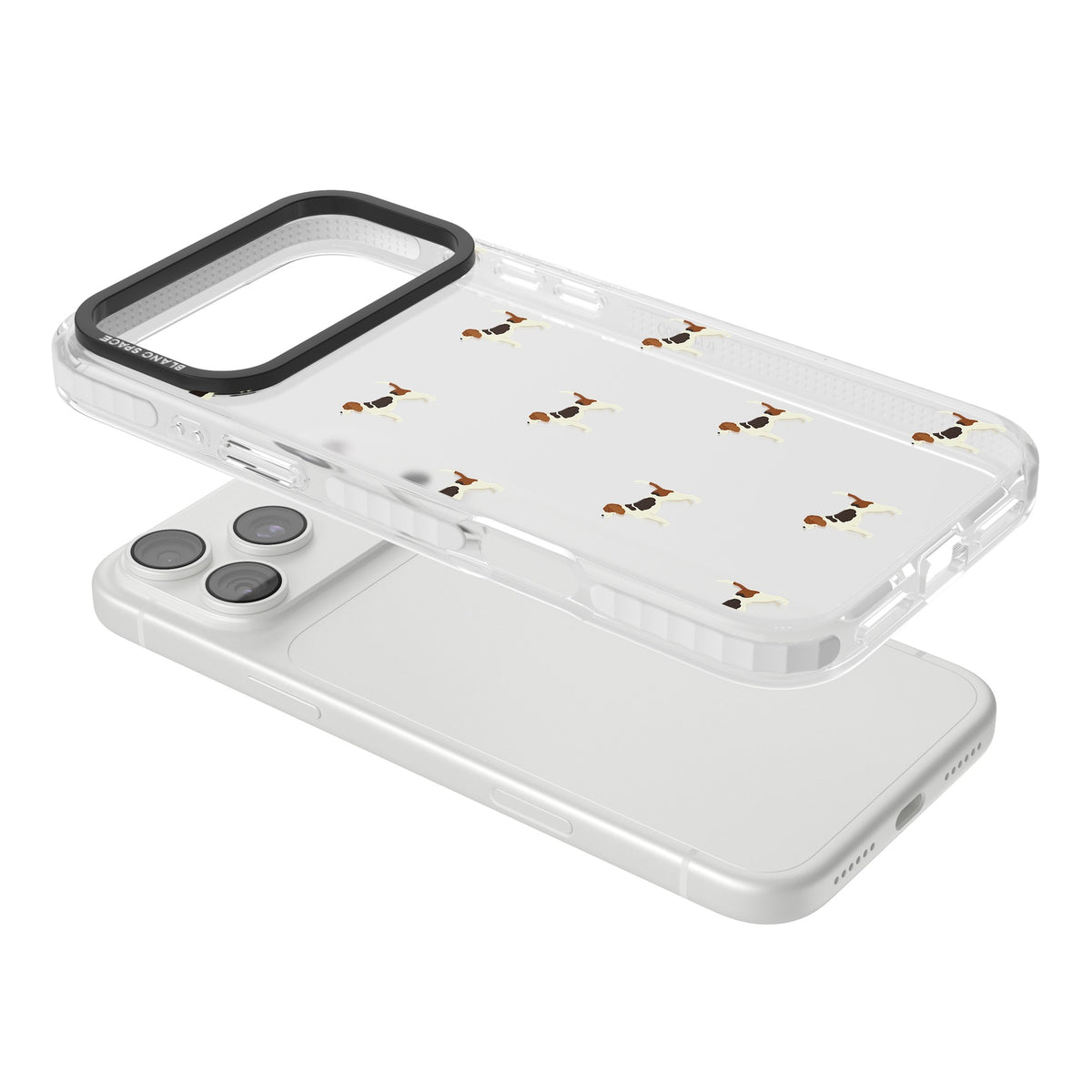 Beagle Dog Pattern iPhone 18 Pro Max Impact Clear Phone Case angled