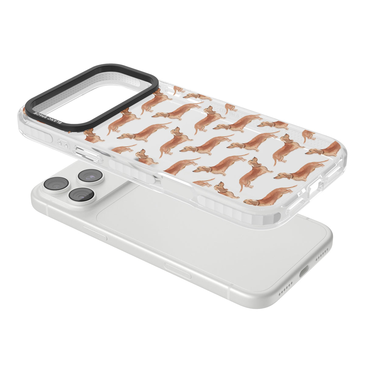 Dachshund Watercolor Dog Pattern iPhone 18 Pro Max Impact Clear Phone Case angled