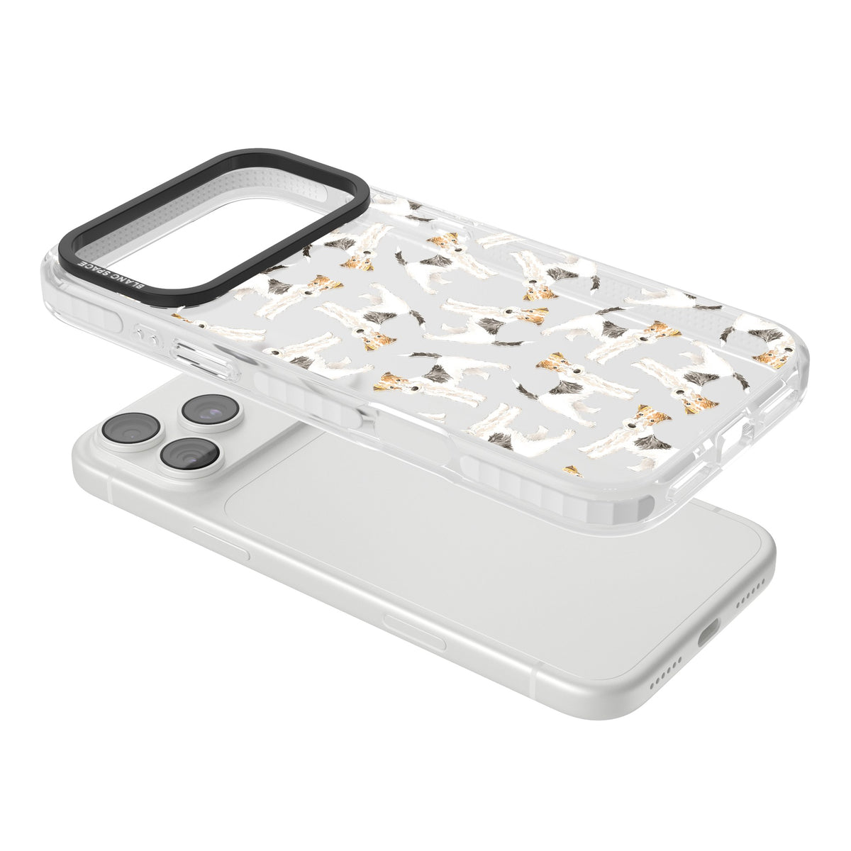 Wire Haired Fox Terrier Dog Pattern iPhone 18 Pro Max Impact Clear Phone Case angled