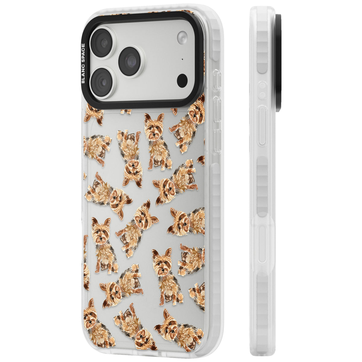 Yorkshire Terrier Dog Pattern iPhone 18 Pro Max Impact Clear Phone Case side