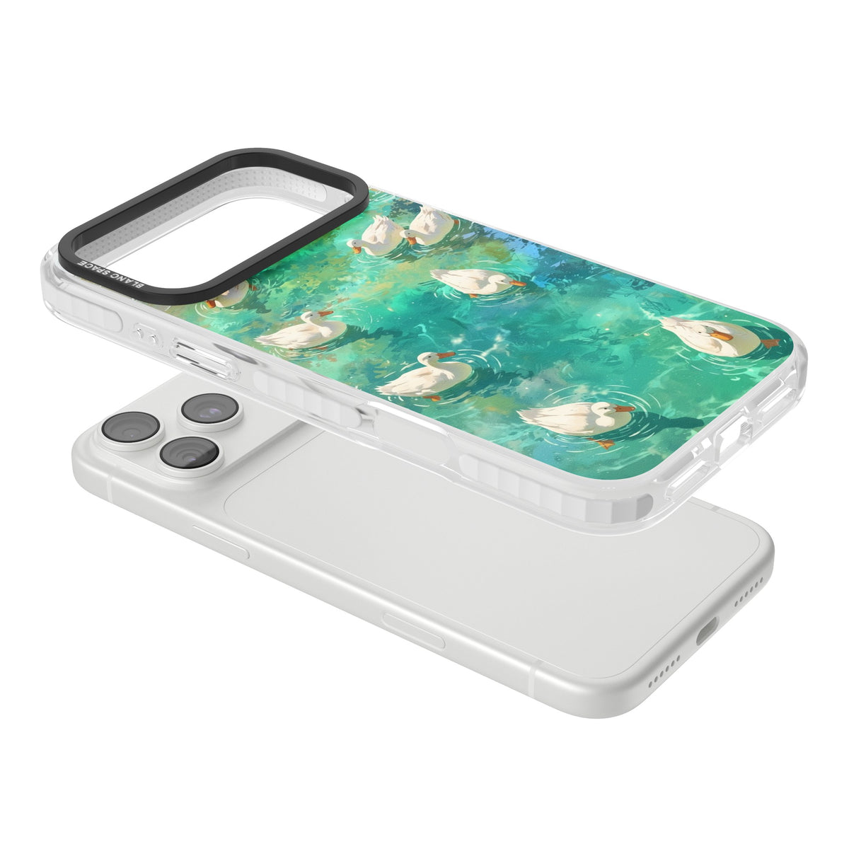 Ducks In The Pond iPhone 18 Pro Max Impact Clear Phone Case angled