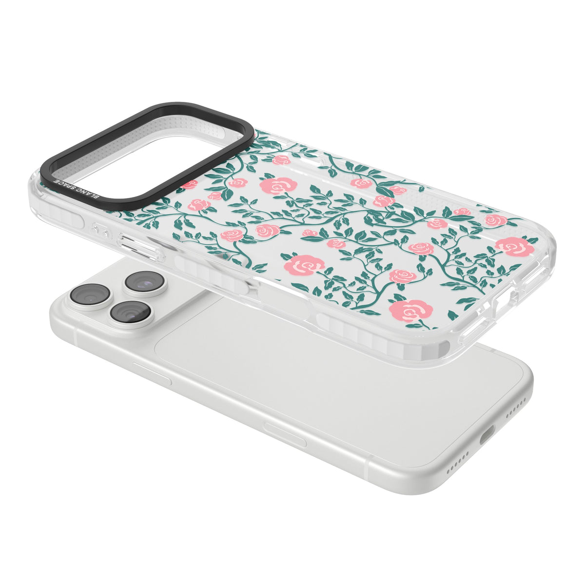 Rose Trellis (Clear) iPhone 18 Pro Max Impact Clear Phone Case angled