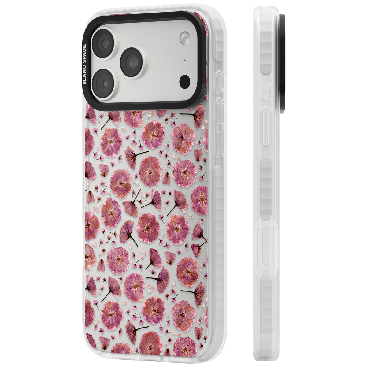 Pink Florals & Blossom iPhone 18 Pro Max Impact Clear Phone Case side