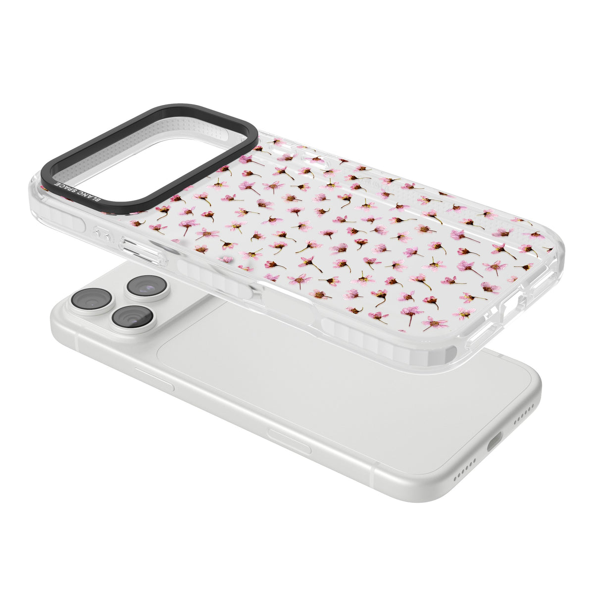 Cherry Flower Mist iPhone 18 Pro Max Impact Clear Phone Case angled