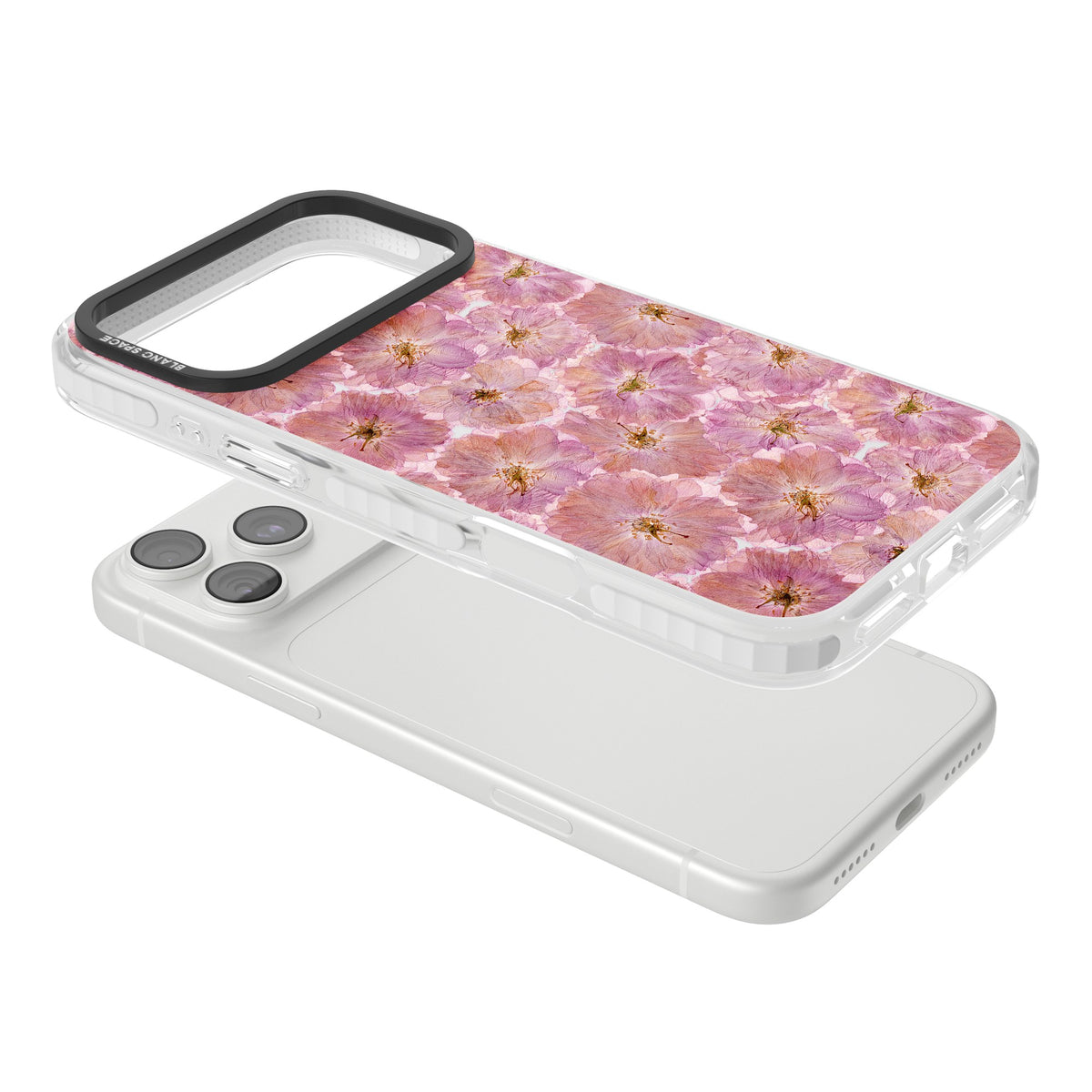 Large Pink Florals iPhone 18 Pro Max Impact Clear Phone Case angled