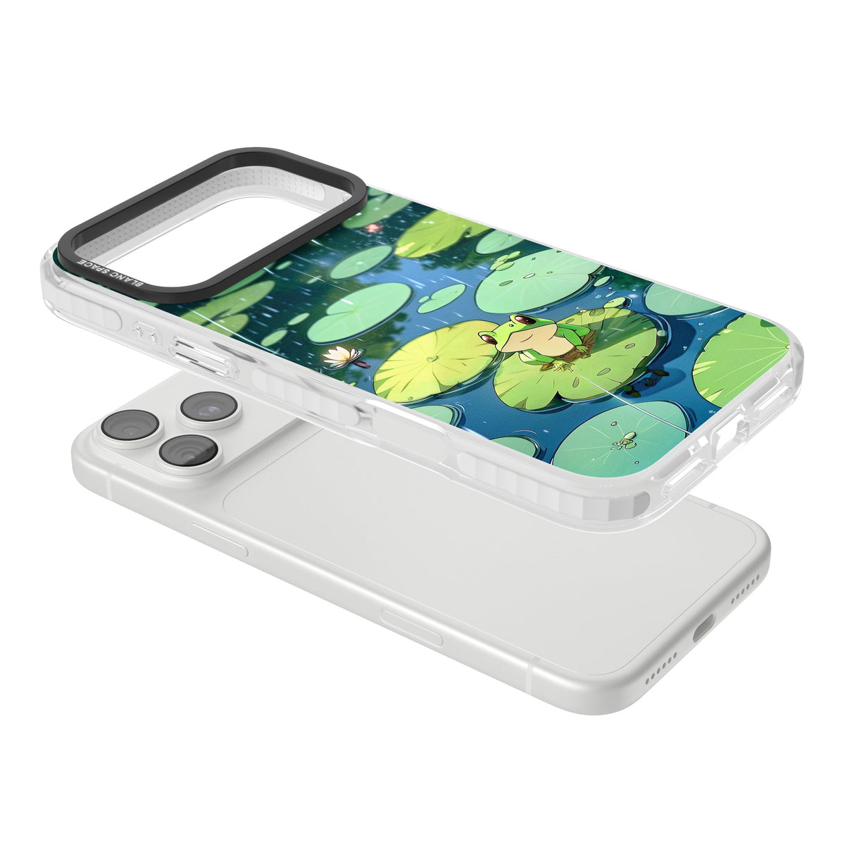 Frog In Lily Pond iPhone 18 Pro Max Impact Clear Phone Case angled