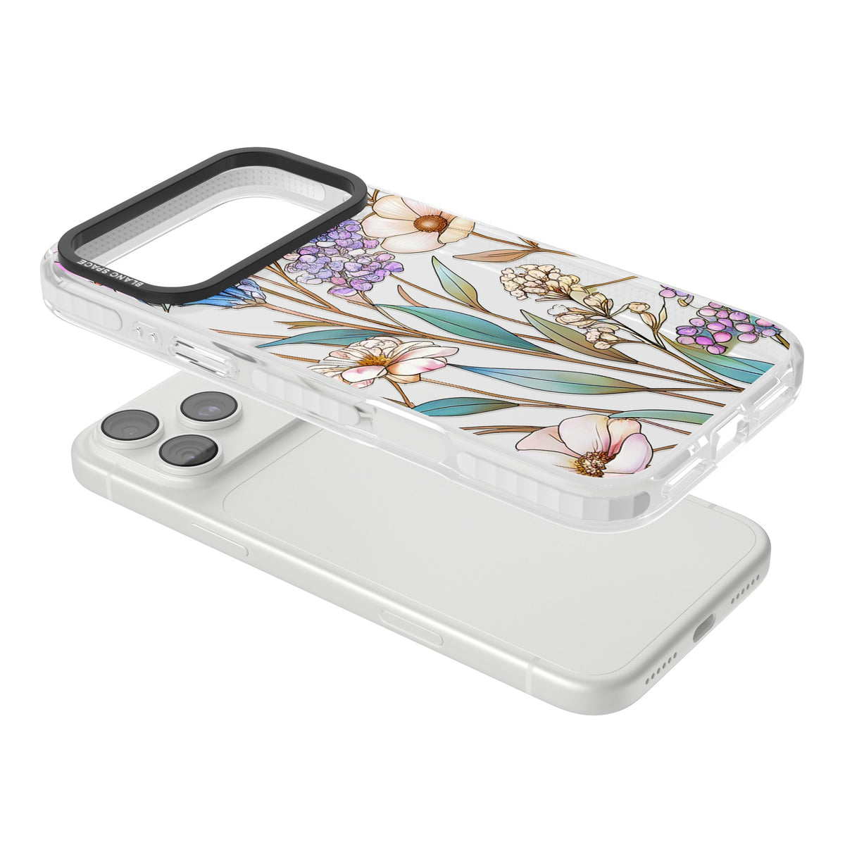 Glass Wildflower Mix iPhone 18 Pro Max Impact Clear Phone Case angled