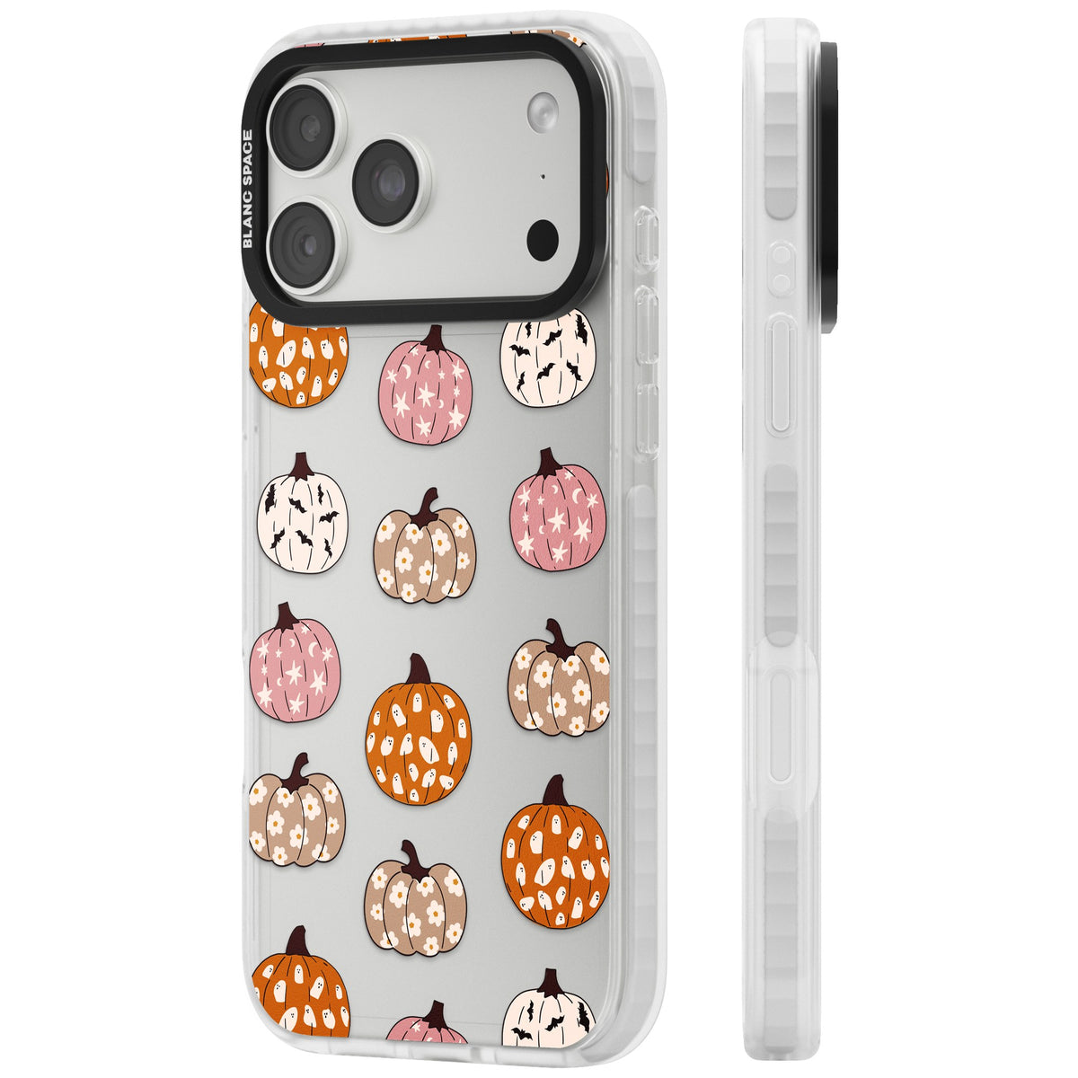 Floral Pumpkins iPhone 18 Pro Max Impact Clear Phone Case side