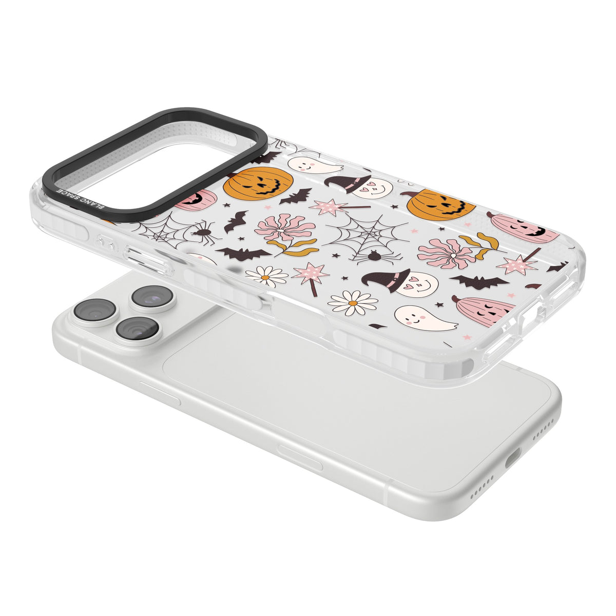 Spooky Mix iPhone 18 Pro Max Impact Clear Phone Case angled
