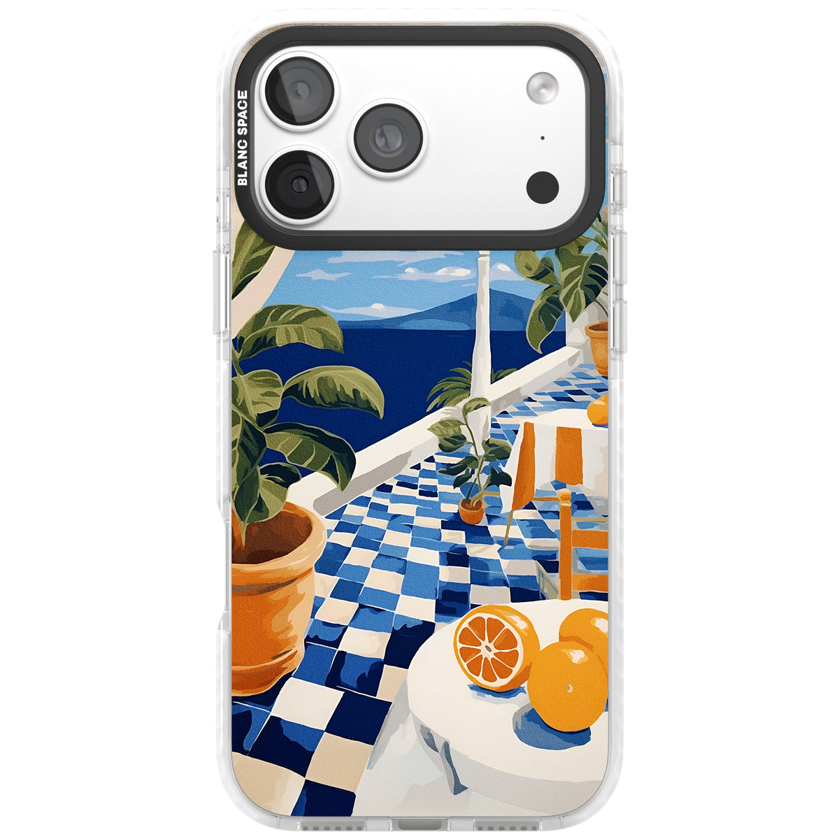 Greek Balcony iPhone 18 Pro Max Impact Clear Phone Case front