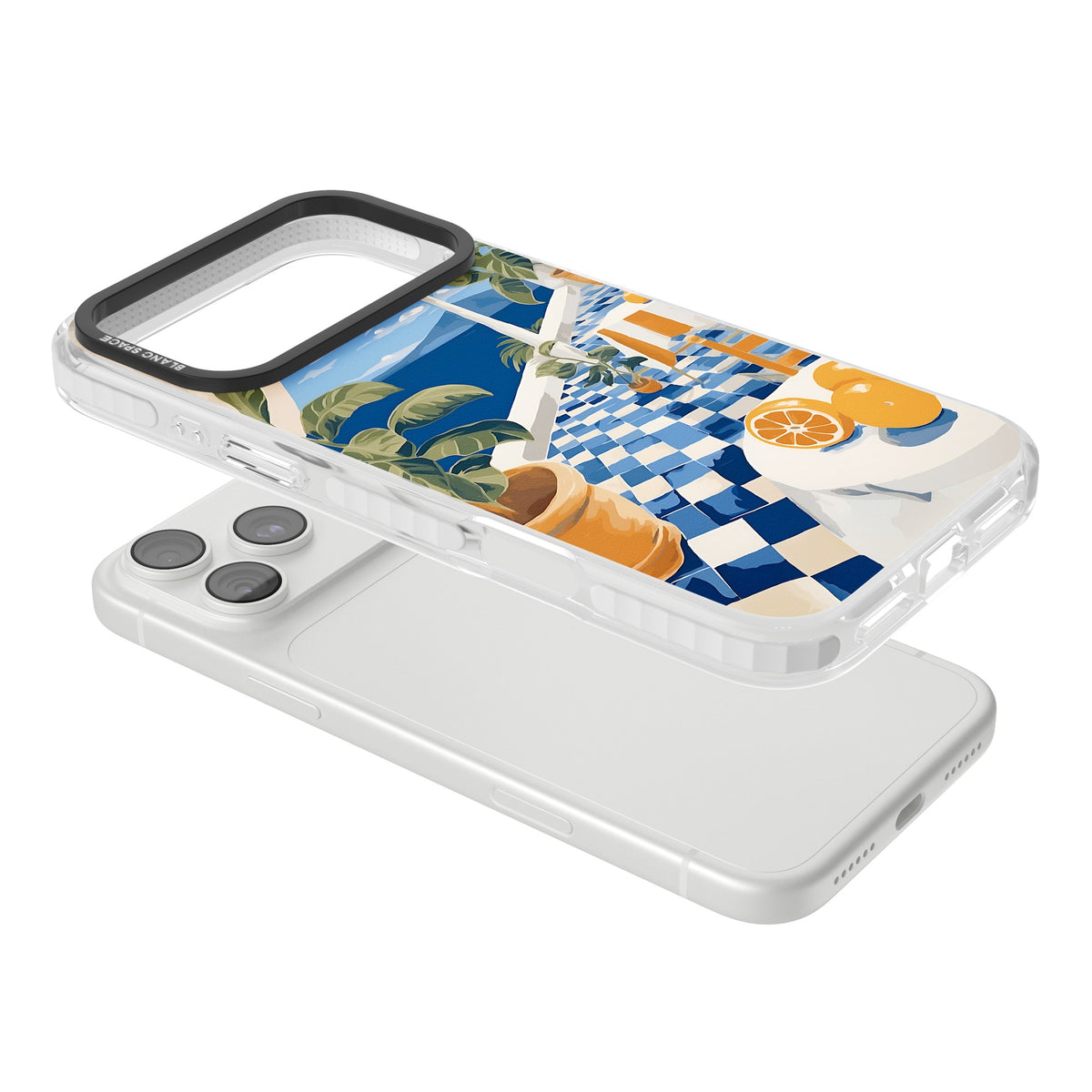 Greek Balcony iPhone 18 Pro Max Impact Clear Phone Case angled