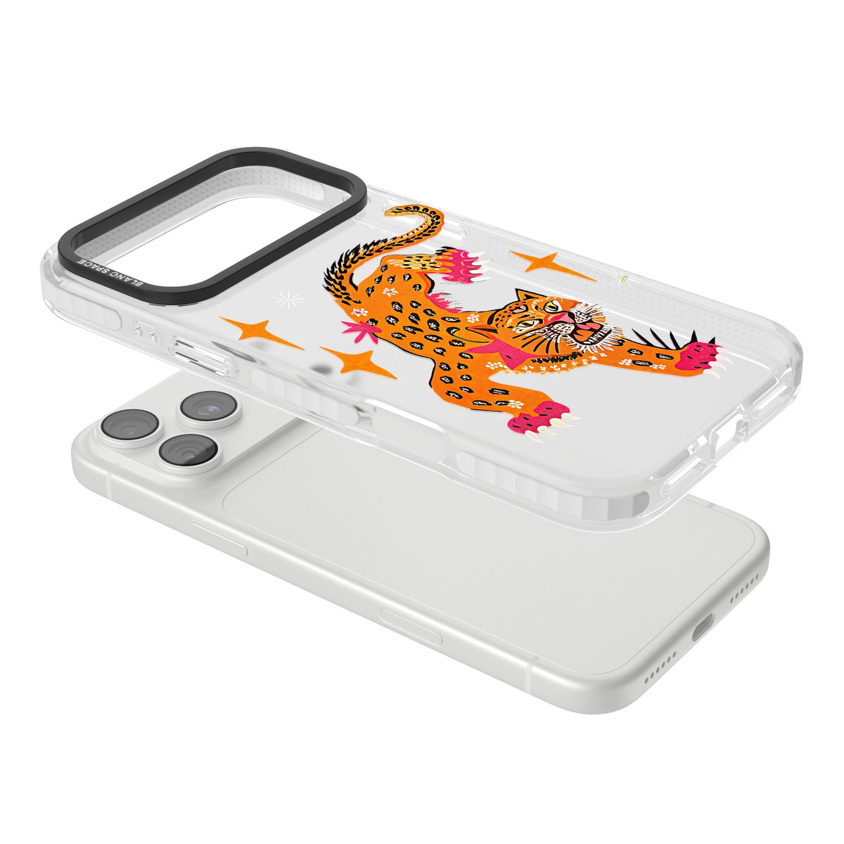 Fierce Jaguar Clear iPhone 18 Pro Max Impact Clear Phone Case angled