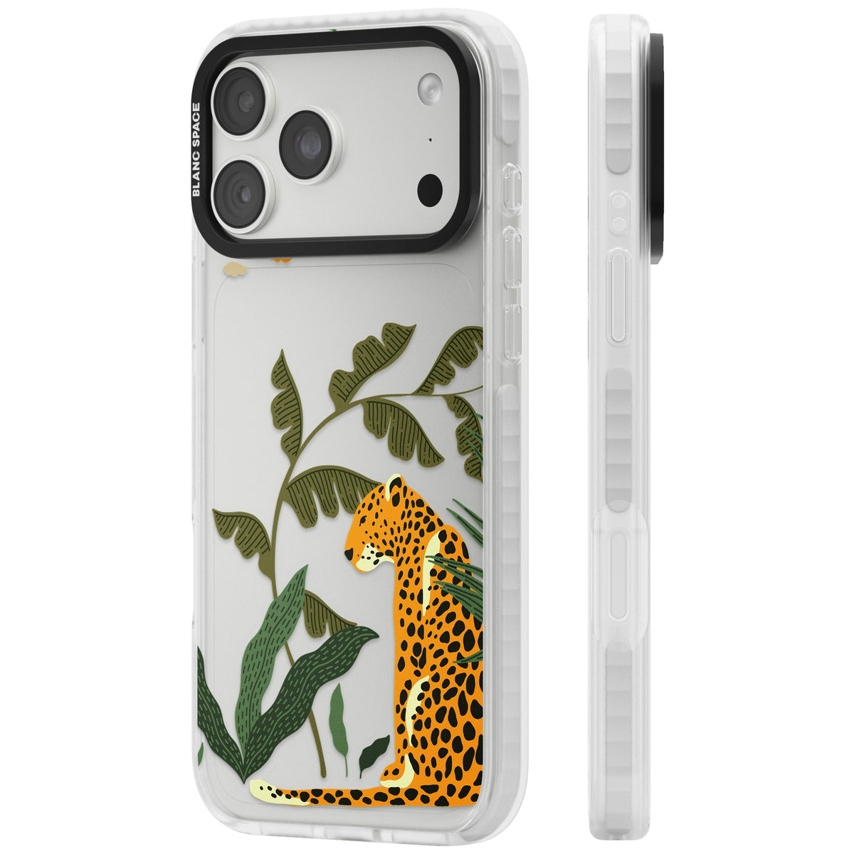 Large Jungle Cat Pattern iPhone 18 Pro Max Impact Clear Phone Case side
