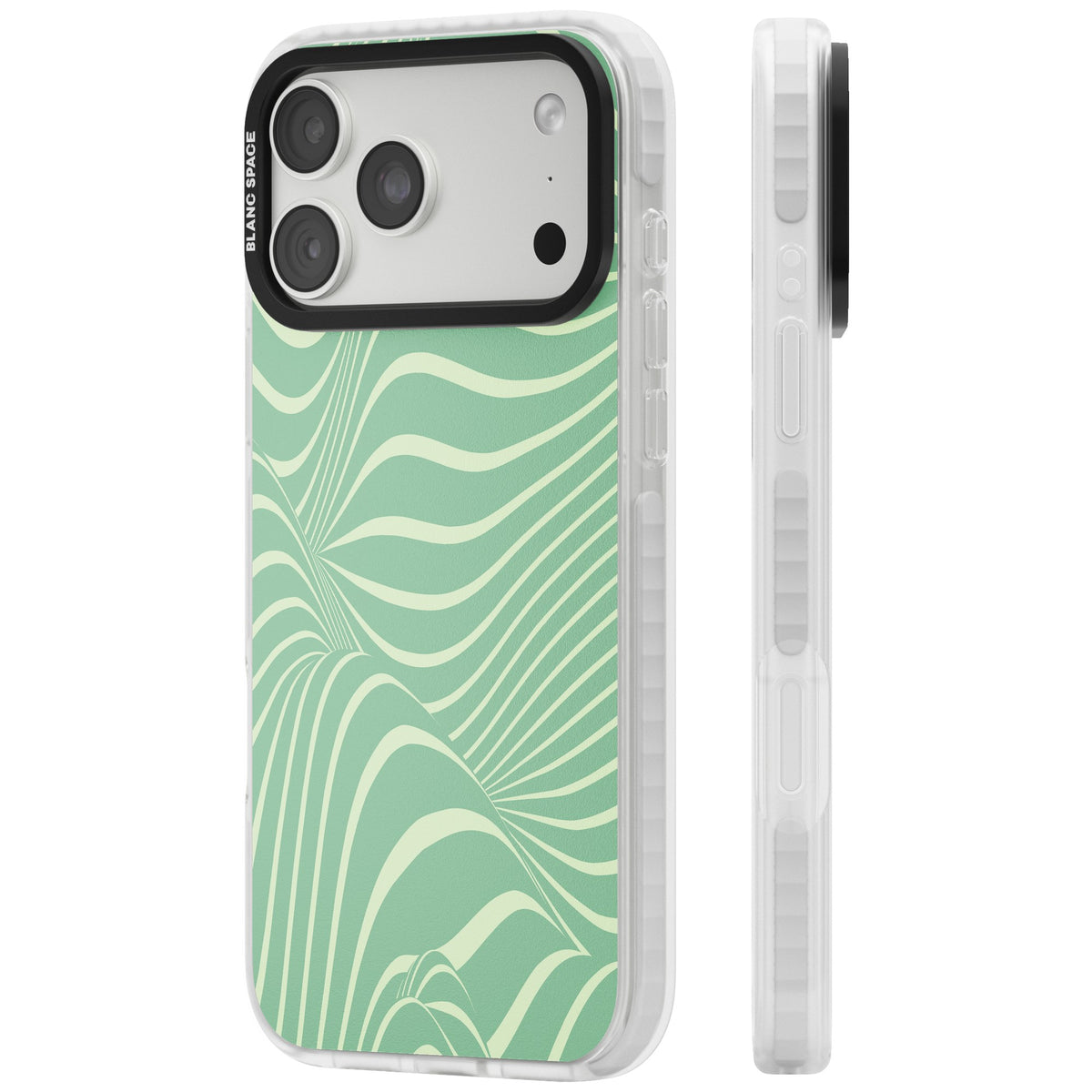 Mint Green Distorted Line iPhone 18 Pro Max Impact Clear Phone Case side