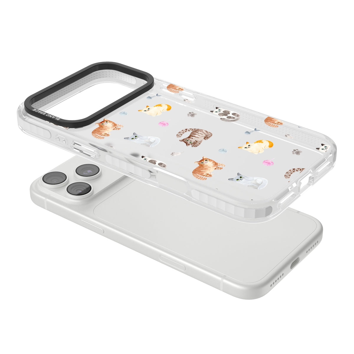 Playful Cats iPhone 18 Pro Max Impact Clear Phone Case angled