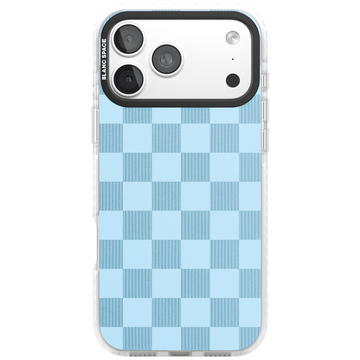 Skyblue Checkered iPhone 18 Pro Max Impact Clear Phone Case front