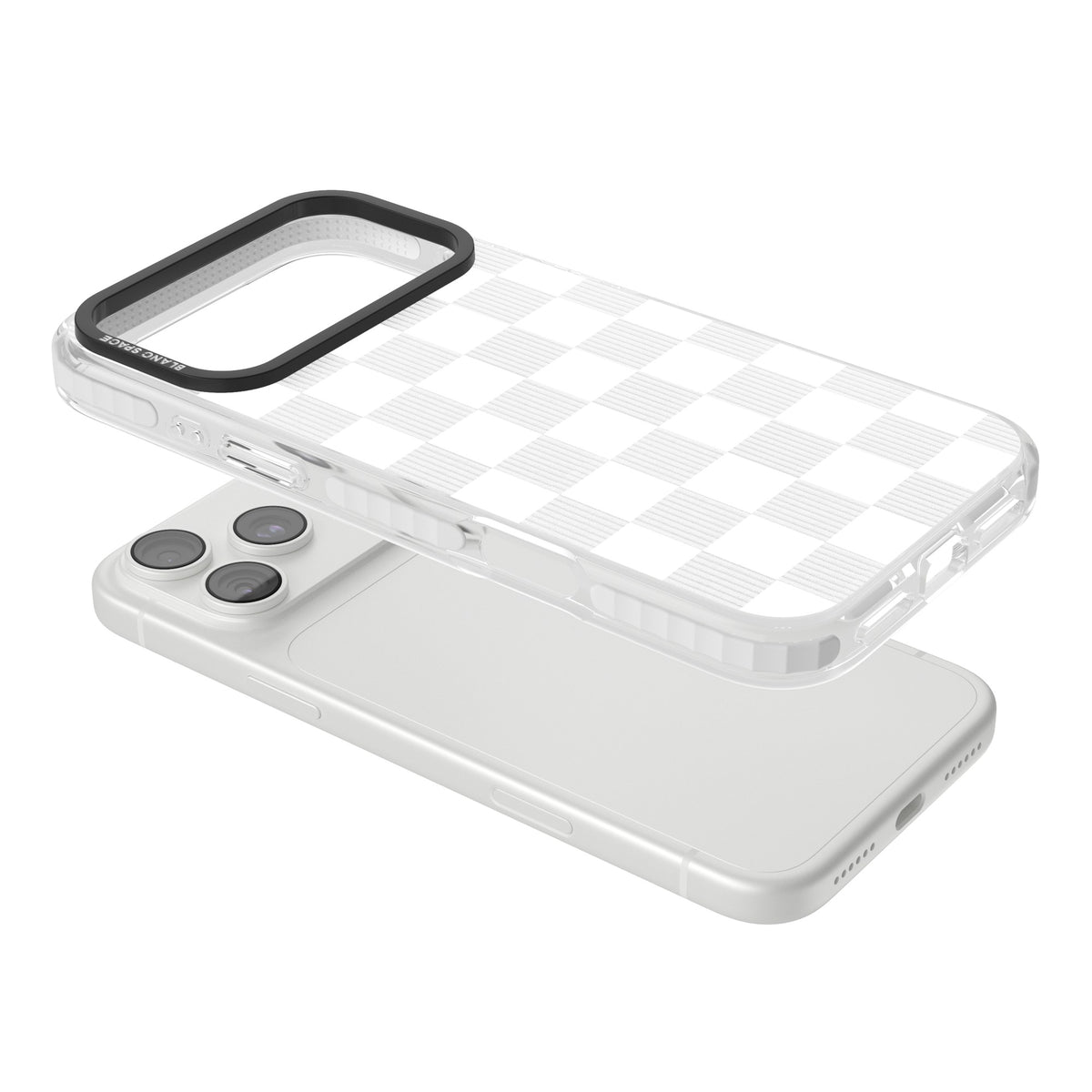 White Checkered iPhone 18 Pro Max Impact Clear Phone Case angled
