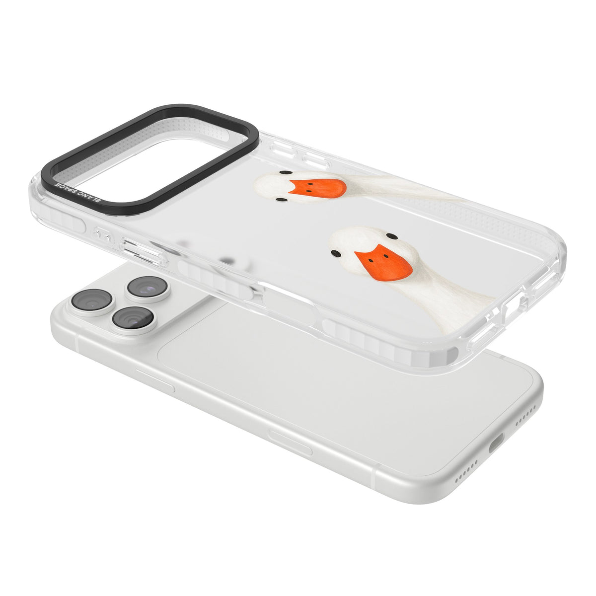 Nosy Ducks iPhone 18 Pro Max Impact Clear Phone Case angled