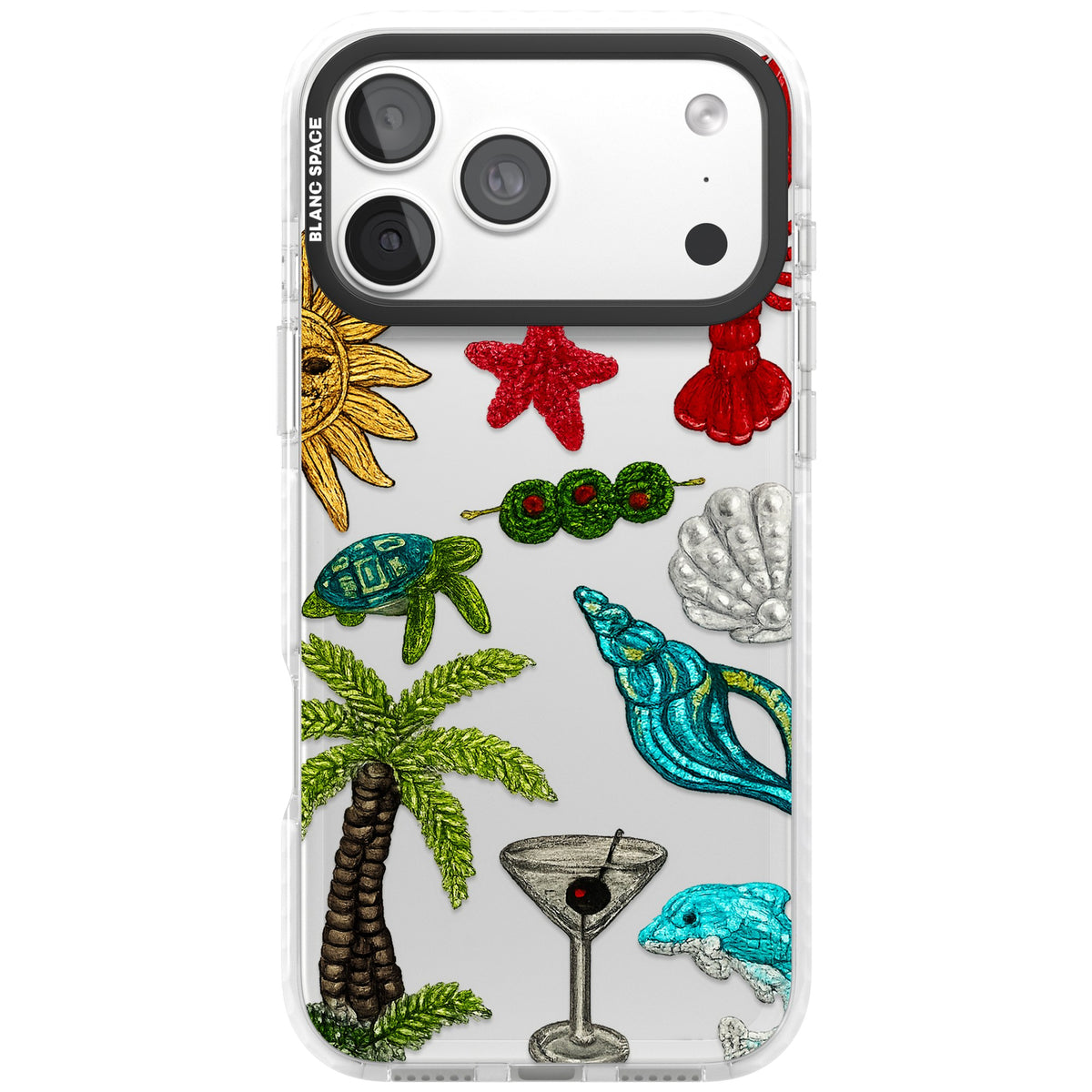 Painted Coastal Pattern iPhone 18 Pro Max Impact Clear Phone Case front