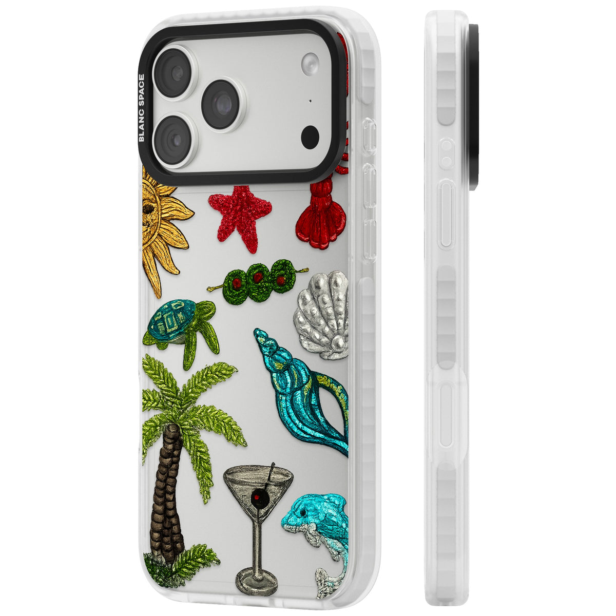 Painted Coastal Pattern iPhone 18 Pro Max Impact Clear Phone Case side