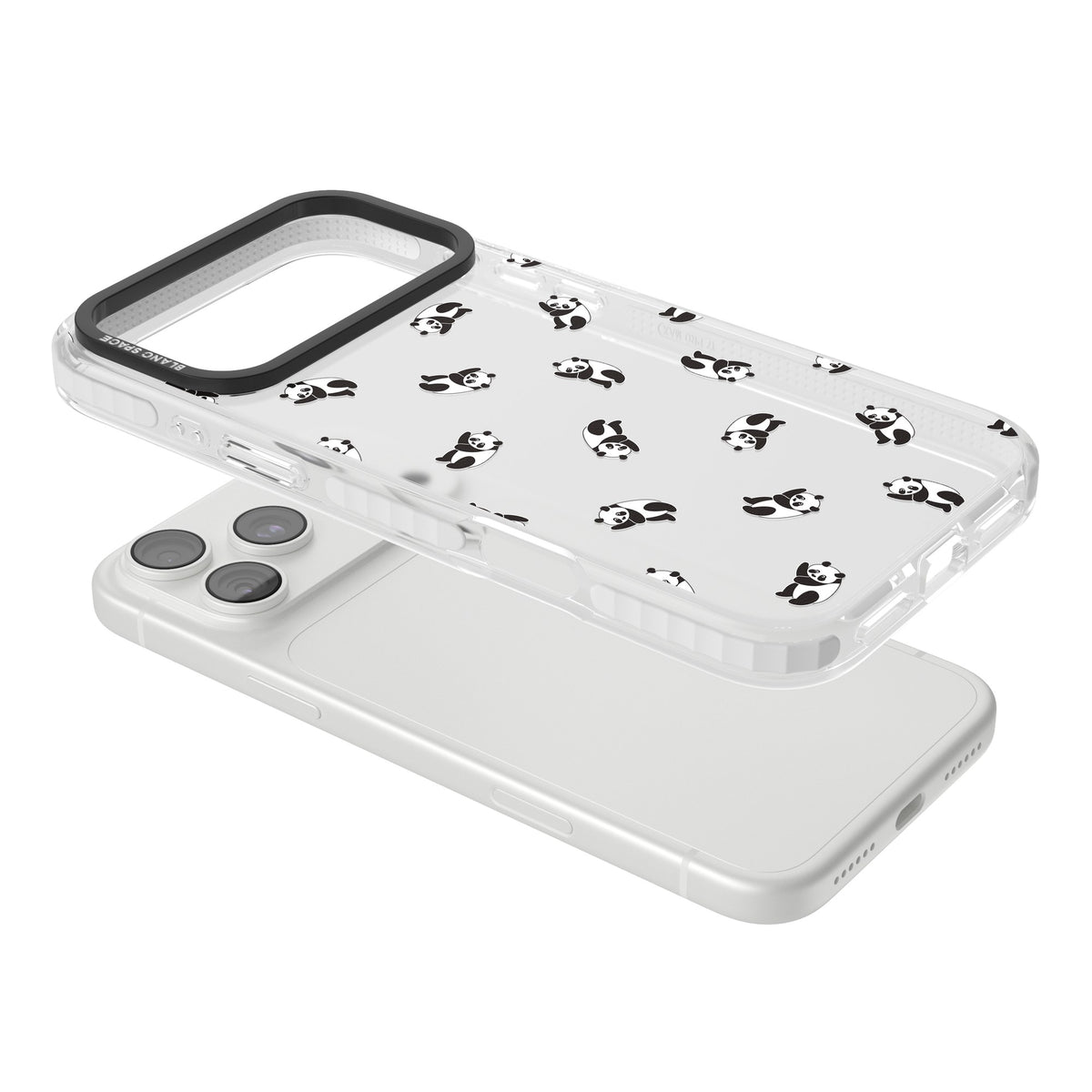 Tiny Panda Pattern iPhone 18 Pro Max Impact Clear Phone Case angled