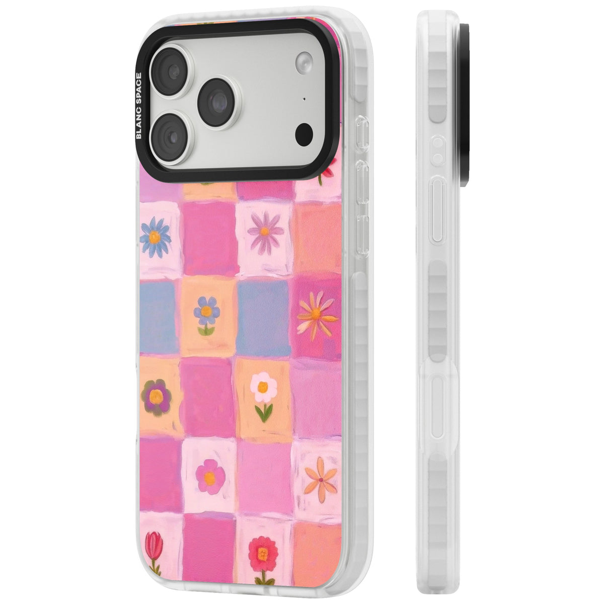 Pastel Flower Patchwork iPhone 18 Pro Max Impact Clear Phone Case side