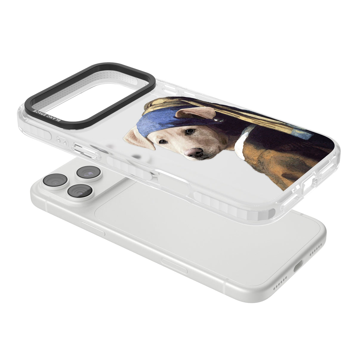 Doggo With A Pearl Earring iPhone 18 Pro Max Impact Clear Phone Case angled