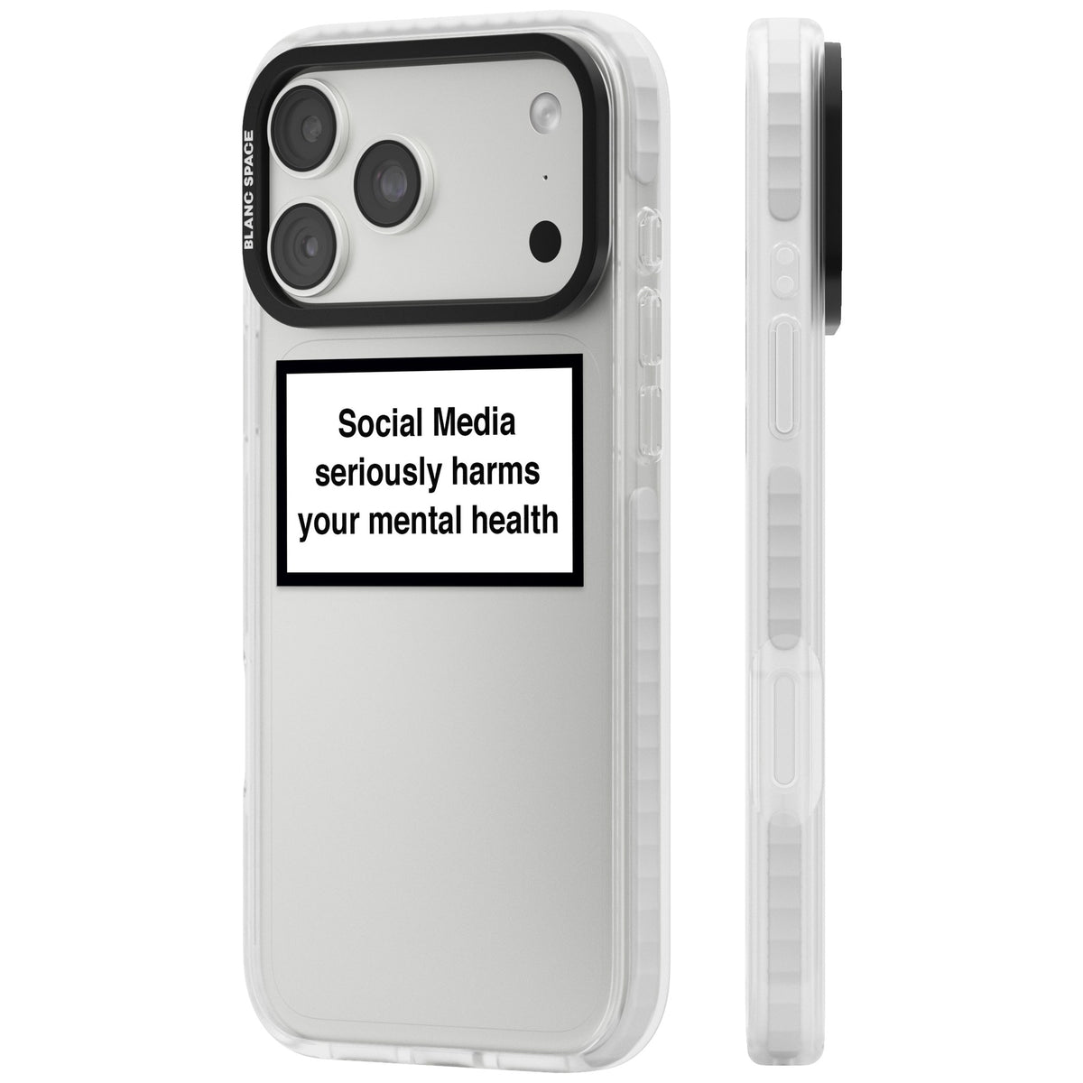 Social Media Harms iPhone 18 Pro Max Impact Clear Phone Case side
