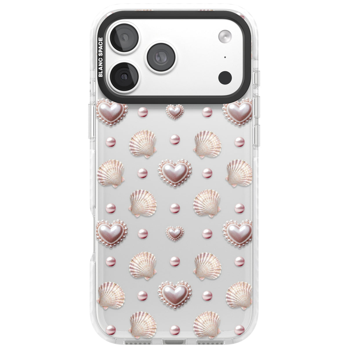 Pearl Hearts iPhone 18 Pro Max Impact Clear Phone Case front