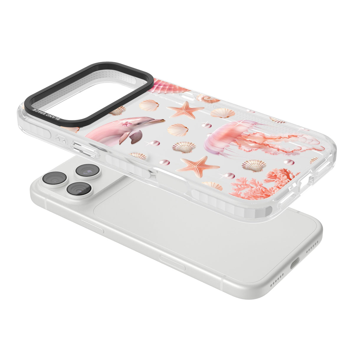 Pink Sealife iPhone 18 Pro Max Impact Clear Phone Case angled