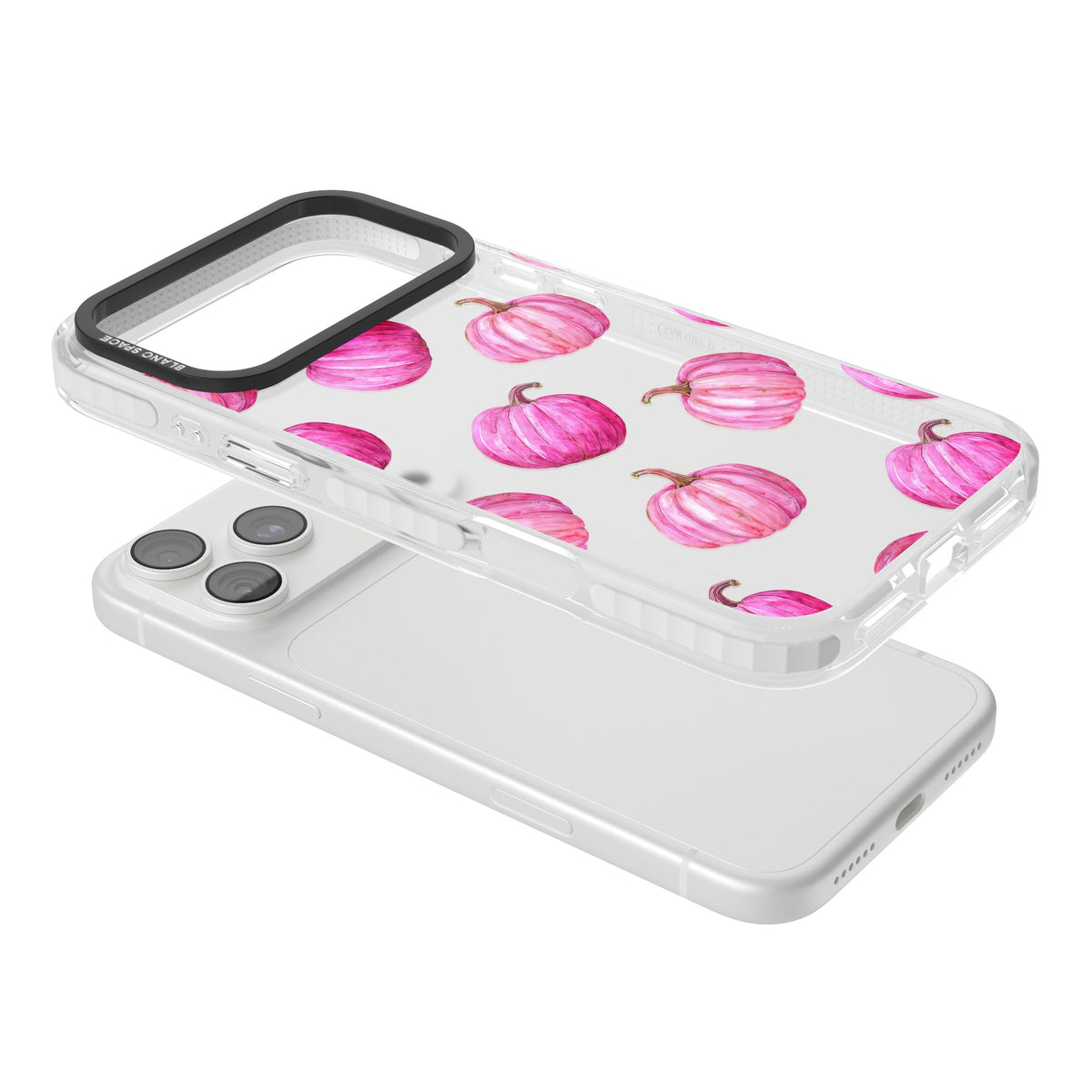Pink Pumpkins iPhone 18 Pro Max Impact Clear Phone Case angled
