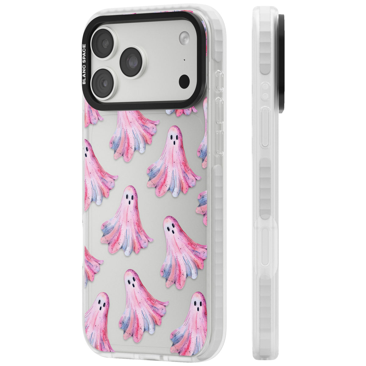 Pink Ghosts iPhone 18 Pro Max Impact Clear Phone Case side