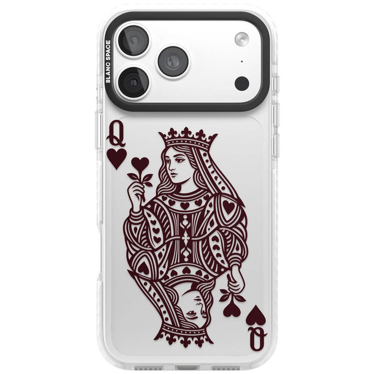 Queen Of Hearts (Burgundy) iPhone 18 Pro Max Impact Clear Phone Case front