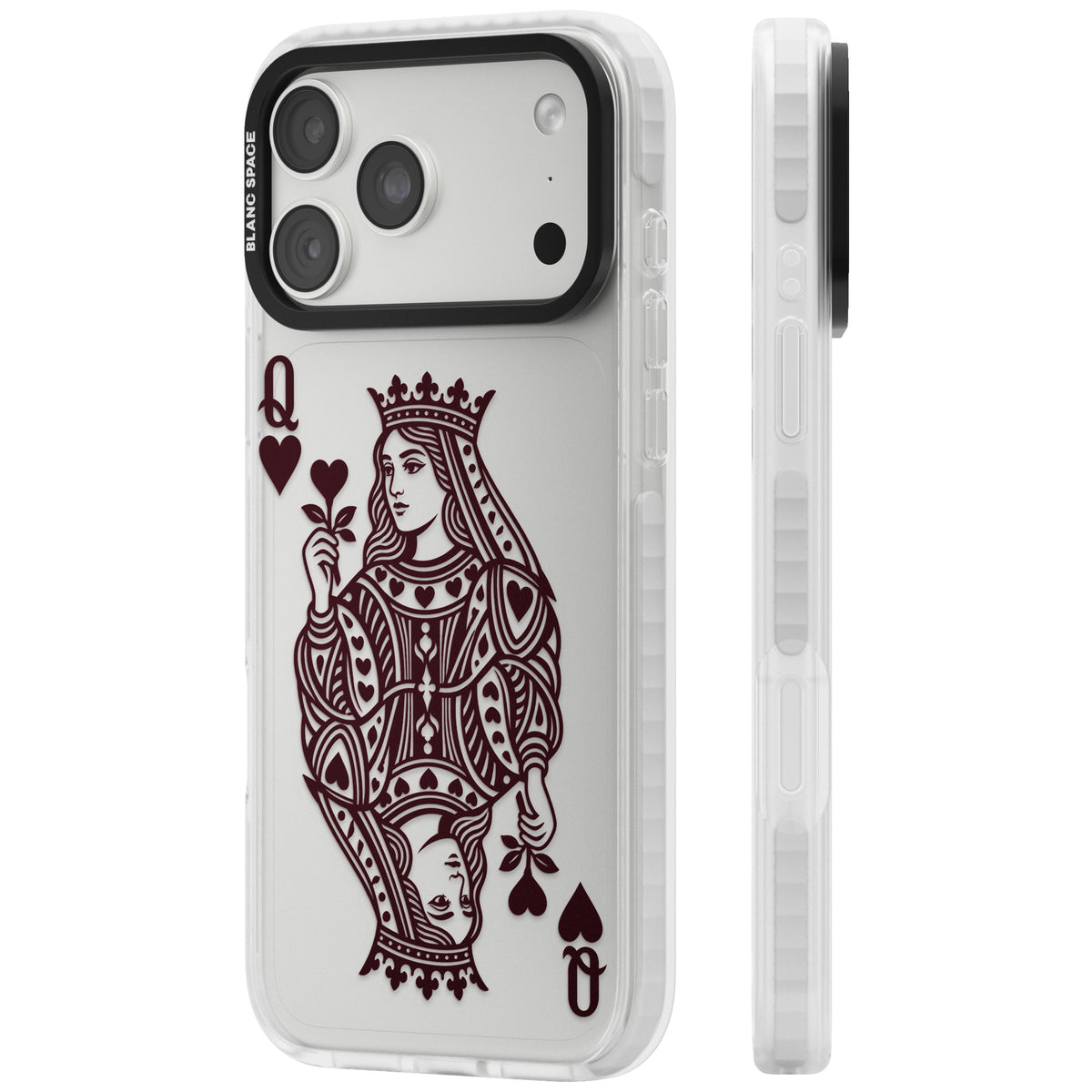 Queen Of Hearts (Burgundy) iPhone 18 Pro Max Impact Clear Phone Case side